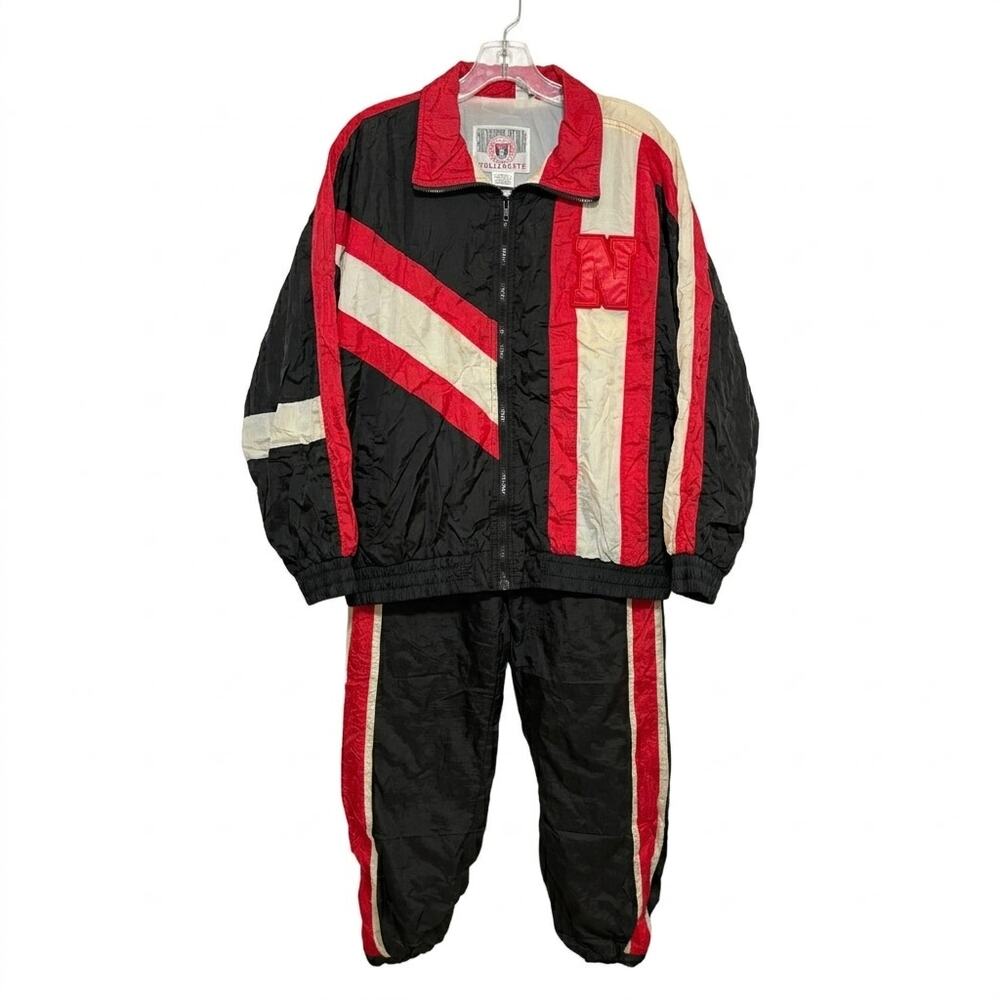 Vintage Nebraska Huskers Tracksuit Mens XL/L Genuine Stuff Jacket 90s Nylon RARE